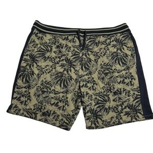 George Olive and Black Tropical Print Men's Sweat Shorts